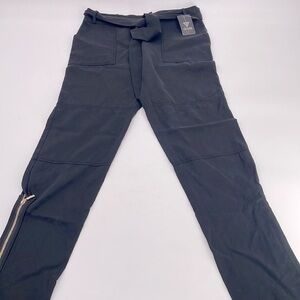 NWT Marciano black straight leg belted pants side zipper size XS